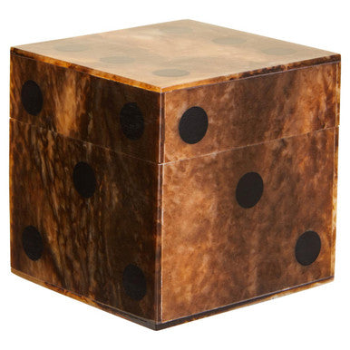 Churchill Games Brown And Black Finish Dice Box With Five Dice, rear view