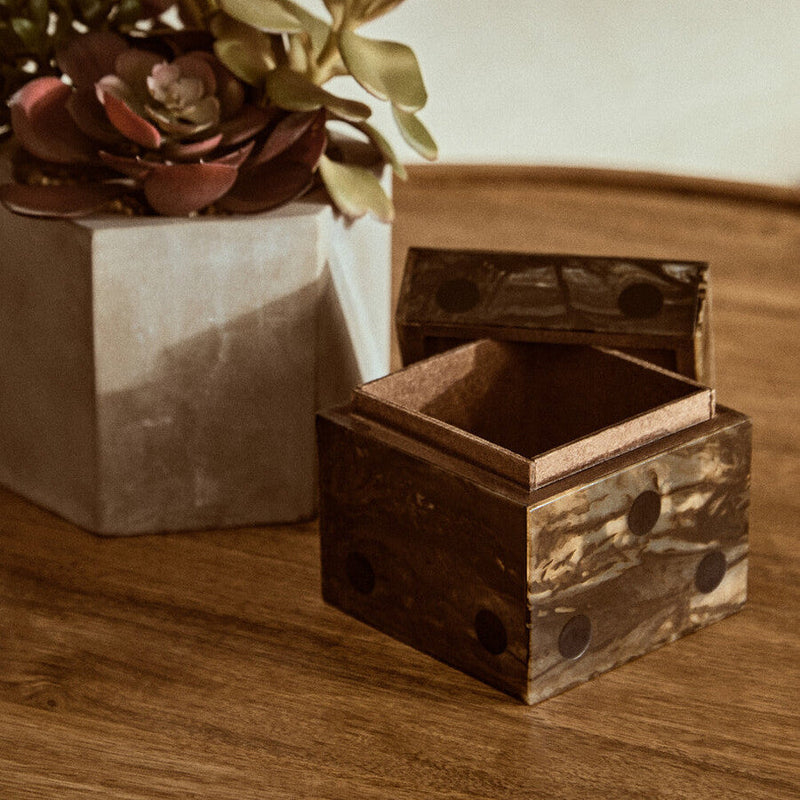Churchill Games Brown And Black Finish Dice Box With Five Dice collectible from Orsina