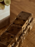 Churchill Games Brown And Black Finish Five Dice Set, close-up detail