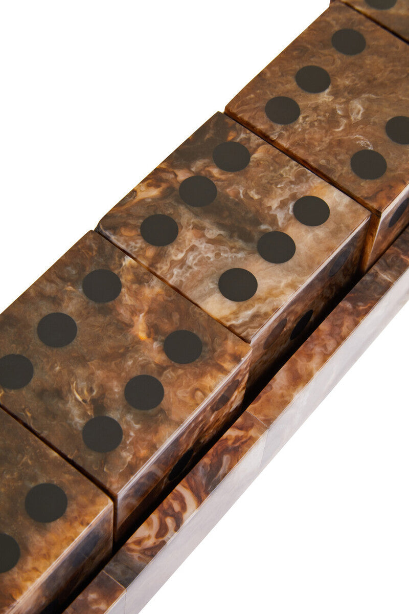 Churchill Games Brown And Black Finish Five Dice Set, packaging shot