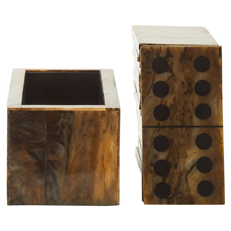 Churchill Games Brown and Black Finish Domino Set, close-up detail