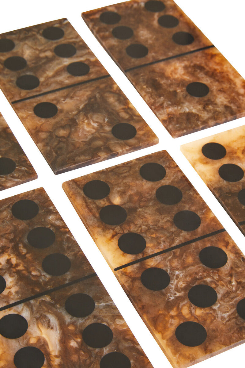 Churchill Games Brown and Black Finish Domino Set, rear view