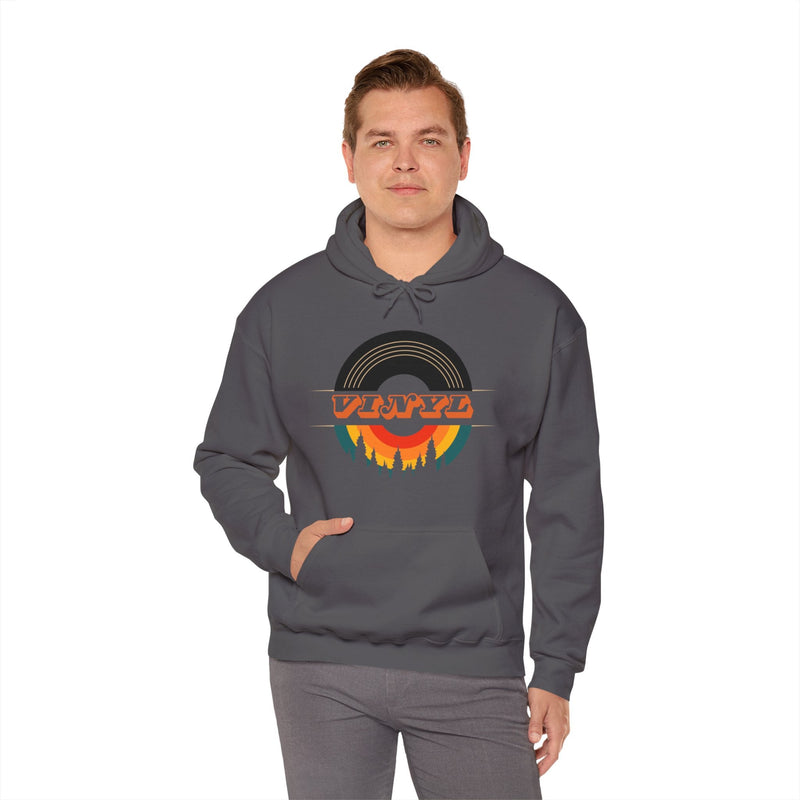 Vinyl Record Logo Men's Hoodie, close-up detail