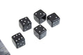 Churchill Games Grey Bone Dice Box with 5 Black Dice, close-up detail