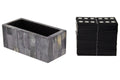 Churchill Games Grey Bone Domino Set with Black Dominoes, side angle