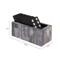 Churchill Games Grey Bone Domino Set with Black Dominoes, in display