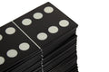 Churchill Games Grey Bone Domino Set with Black Dominoes, close-up detail