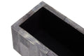 Churchill Games Grey Bone Domino Set with Black Dominoes, rear view