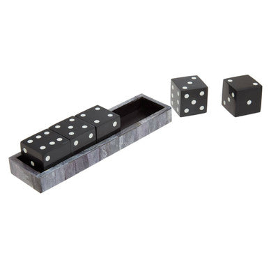 Churchill Games Grey Bone Dice Set with Black Dice, alternate view
