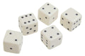 Churchill Games White and Gold Dice Box with Five White Dice, rear view