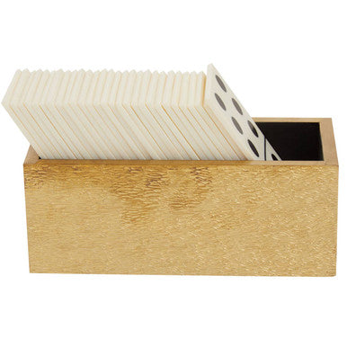 Churchill Games White and Gold Domino Set with White Dominoes collectible from Orsina