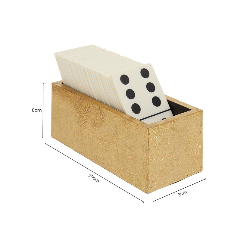 Churchill Games White and Gold Domino Set with White Dominoes, in display