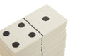 Churchill Games White and Gold Domino Set with White Dominoes, close-up detail