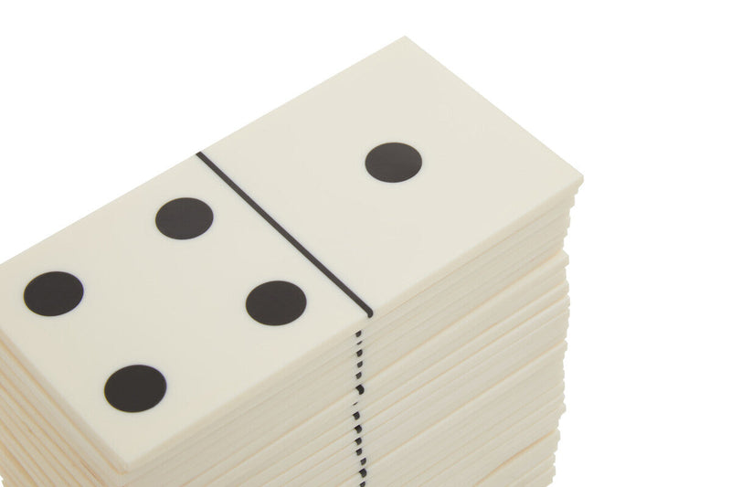 Churchill Games White and Gold Domino Set with White Dominoes, close-up detail