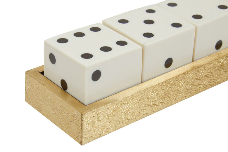 Churchill Games Gold Dice Set with 5 White Dice, side angle