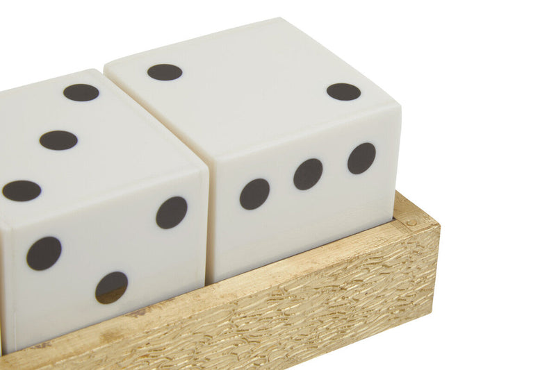 Churchill Games Gold Dice Set with 5 White Dice, close-up detail
