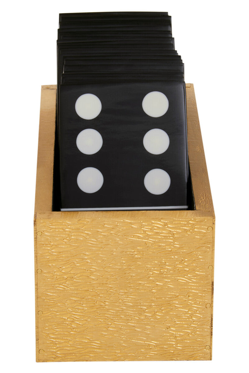 Churchill Games Gold Domino Set with Black Dominoes collectible from Orsina