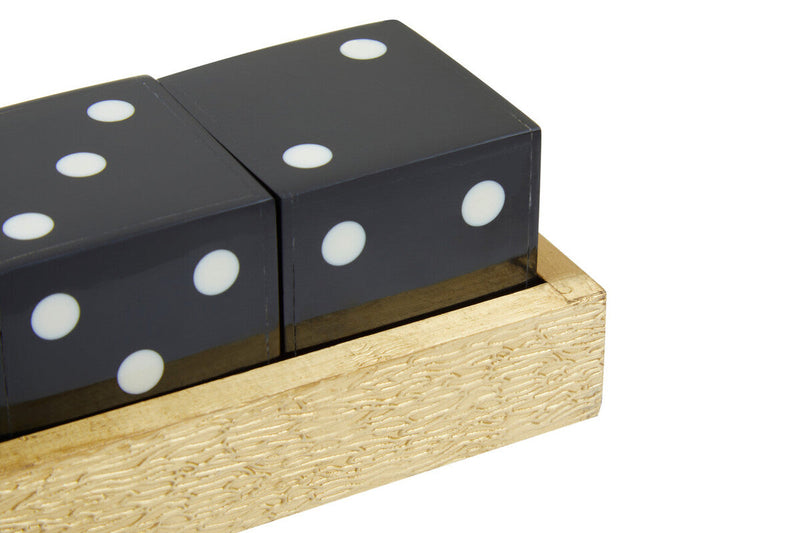 Churchill Games Gold Dice Set with 5 Black Dice, close-up detail