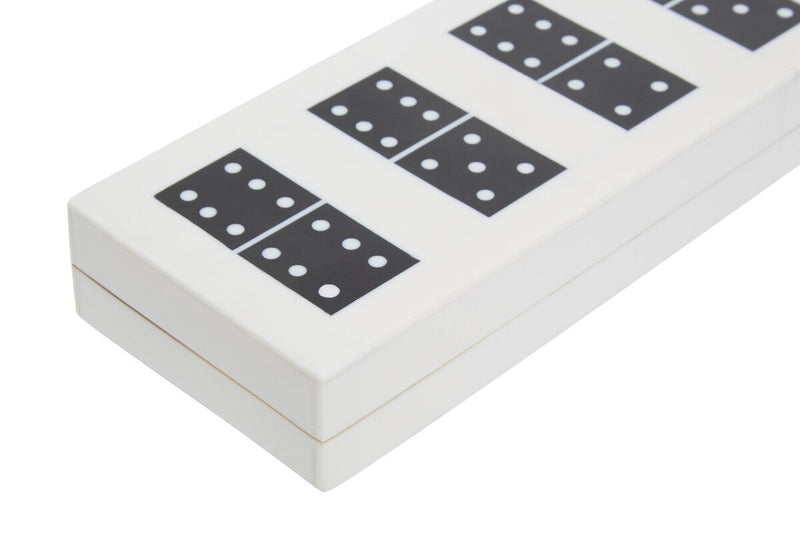 Churchill Games White and Black Finish Domino Box, close-up detail