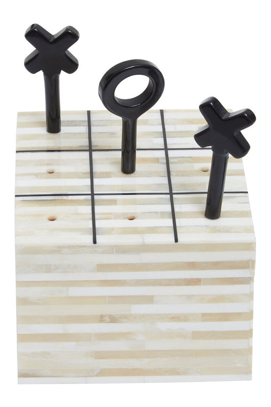 Churchill Games Cream and Black Bone Noughts & Crosses, alternate view