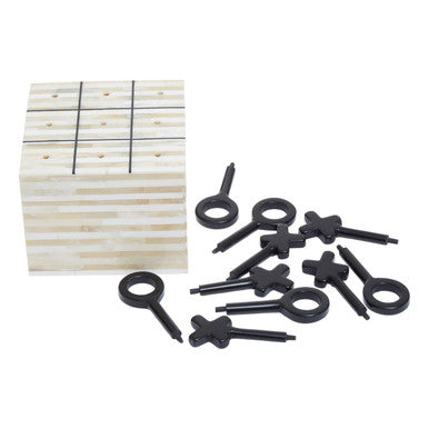 Churchill Games Cream and Black Bone Noughts & Crosses, side angle