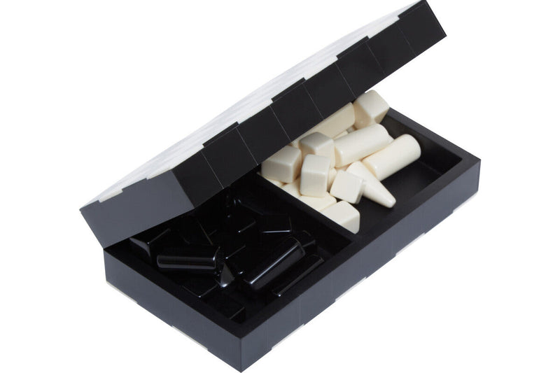 Churchill Games Small Black and White Foldable Chess Set, side angle