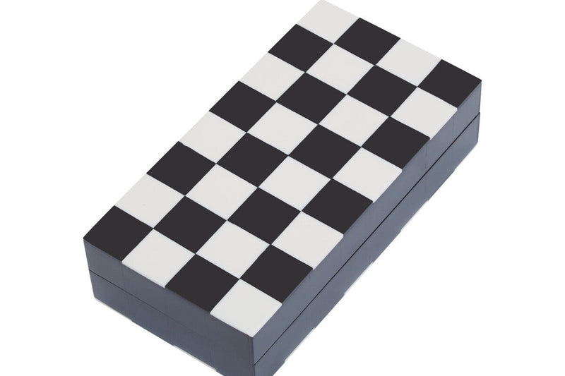 Churchill Games Small Black and White Foldable Chess Set, close-up detail