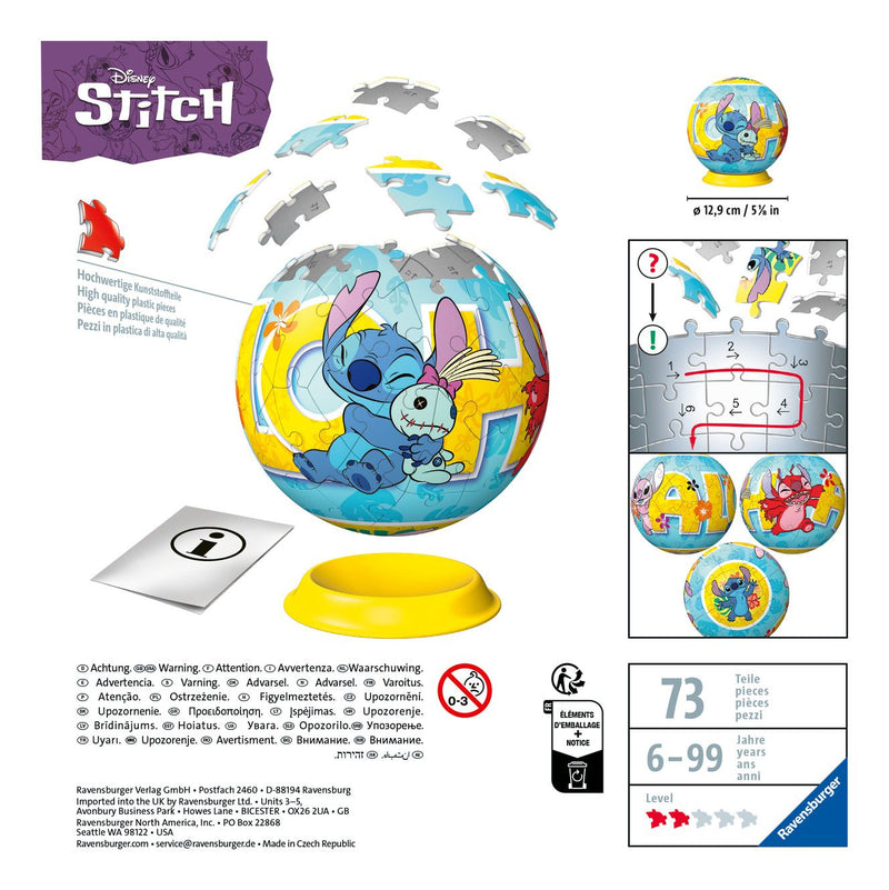 Stitch 72 Piece 3D Puzzle Ball - Image
