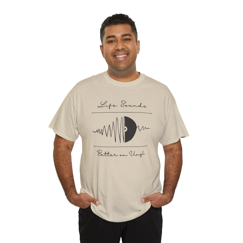 'Life Sounds Better on Vinyl' Men's T-Shirt, in display