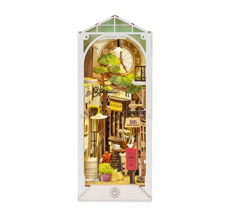 Sunshine Town 3D Book Nook Wooden Puzzle TGB02, rear view