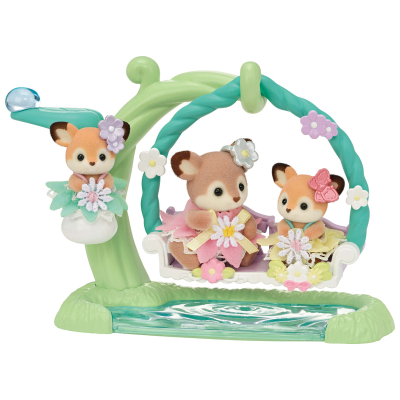 Sylvanian Families Deer Babies Floral Swing Set Toy for Ages 3 and Up, packaging shot