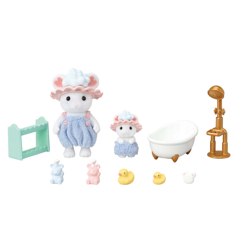 Sylvanian Families Bath Time Bubble Siblings Playset for Ages 3 and Up, in display