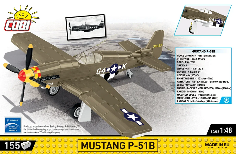 Cobi 5869 World War II Mustang P 51B 155 pcs - Image 3