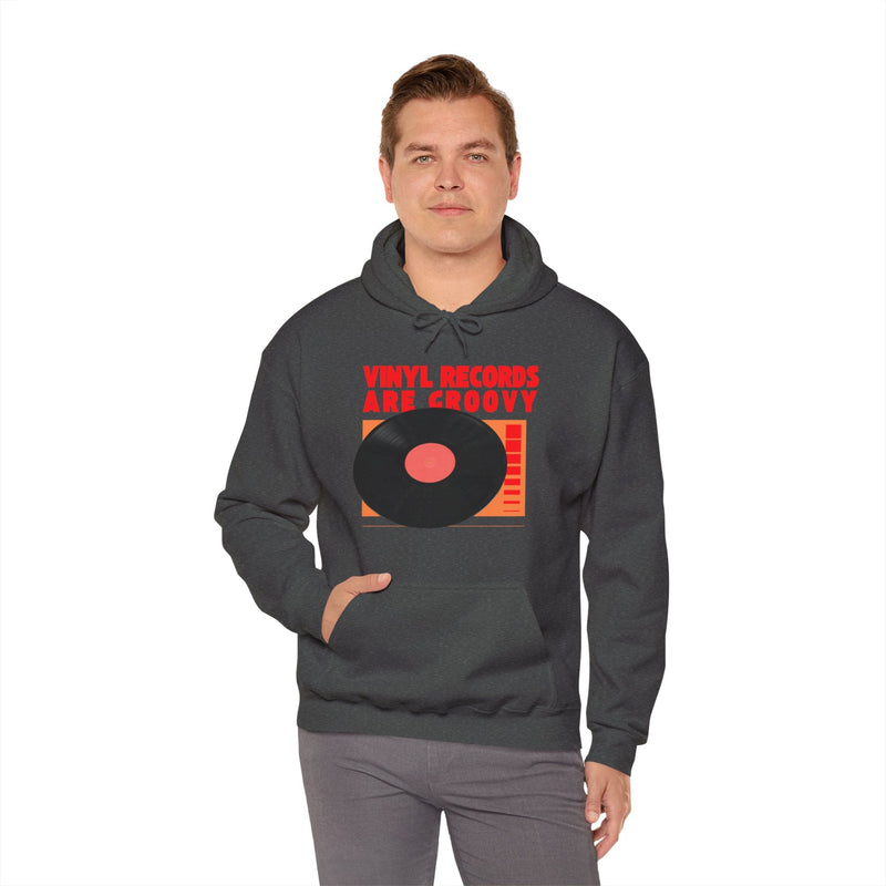 'Vinyl Records Are Groovy' Men's Hoodie, side angle