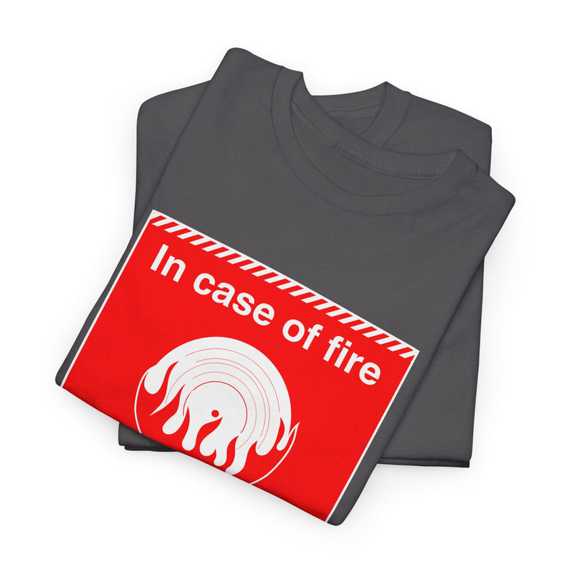 'In Case of Fire, Save My Vinyl' T-Shirt, in display