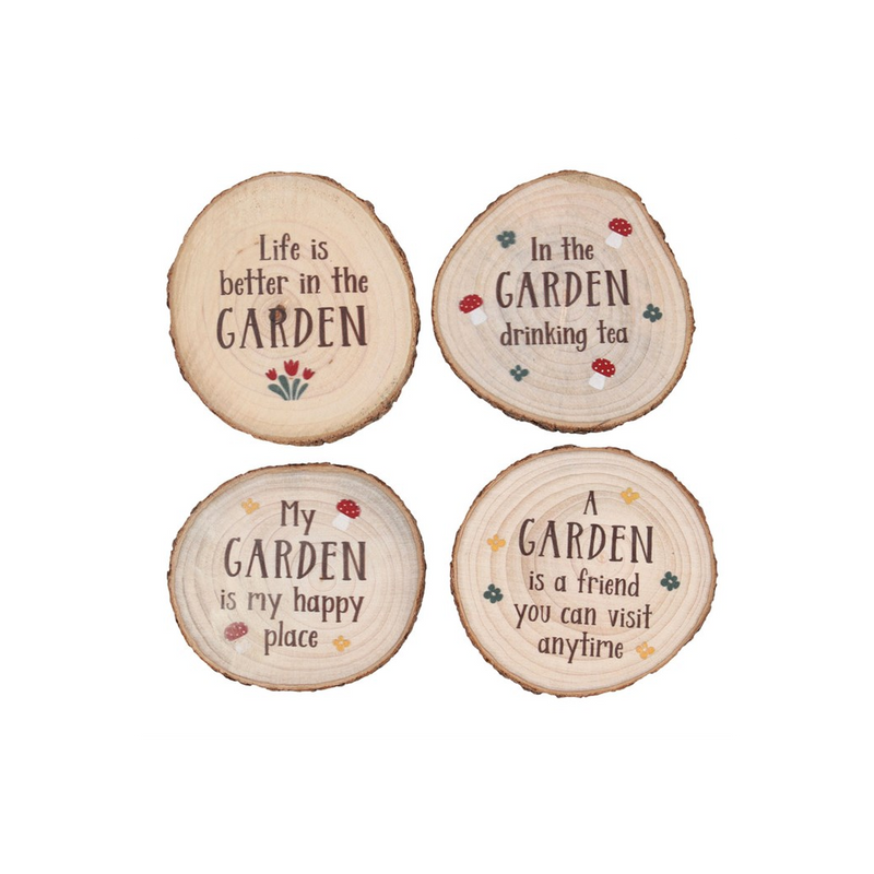 Garden Wood Slice Coaster Set