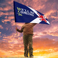 Scotland - We'll Be Coming Lion Flag with Sleeve - WC26 - 4 Sizes!, side angle