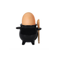 Cauldron Egg Cup with Broom Spoon