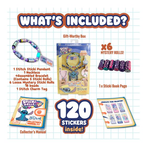 Sticki Rolls Disney Stitch Pendant Pack S2