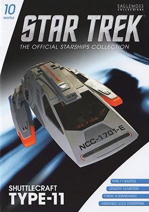 Type-11 Shuttlecraft (NCC-1710-E) Model Diecast Ship (Eaglemoss / Star Trek), side angle