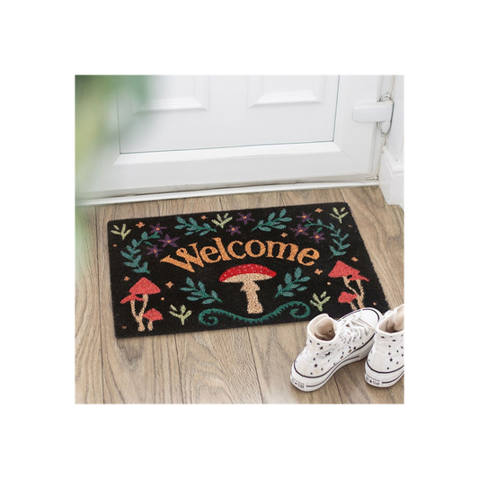 Black Mushroom Welcome Doormat