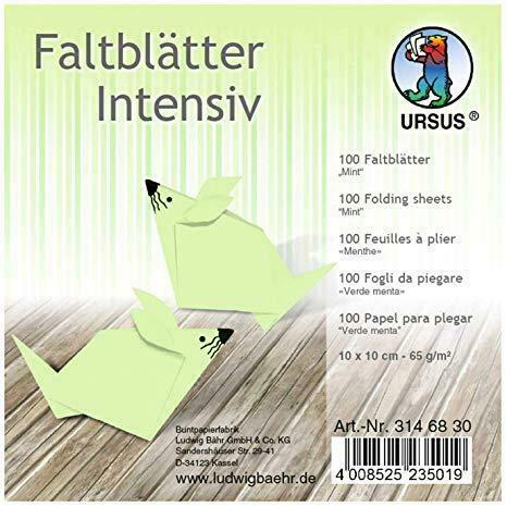 Ursus Folding Sheets Plain 100 Sheets (610 x 10 cm) for Origami Artists Intense Colours Mint