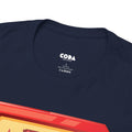 'Vinyl Man' Men's Superhero T-Shirt, close-up detail