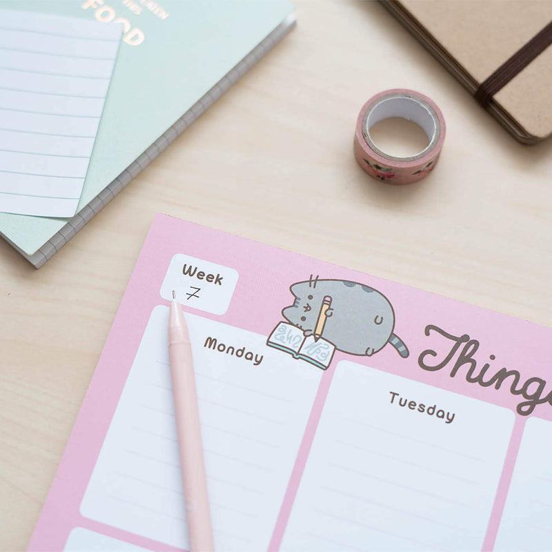 Weekly Planner Notepad A4 Pusheen Rose Collection close up detail