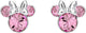 Disney Minnie Mouse Silver Plated Pink Crystal Stud Earrings