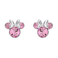 Disney Minnie Mouse Silver Plated Pink Crystal Stud Earrings
