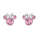 Disney Minnie Mouse Silver Plated Pink Crystal Stud Earrings