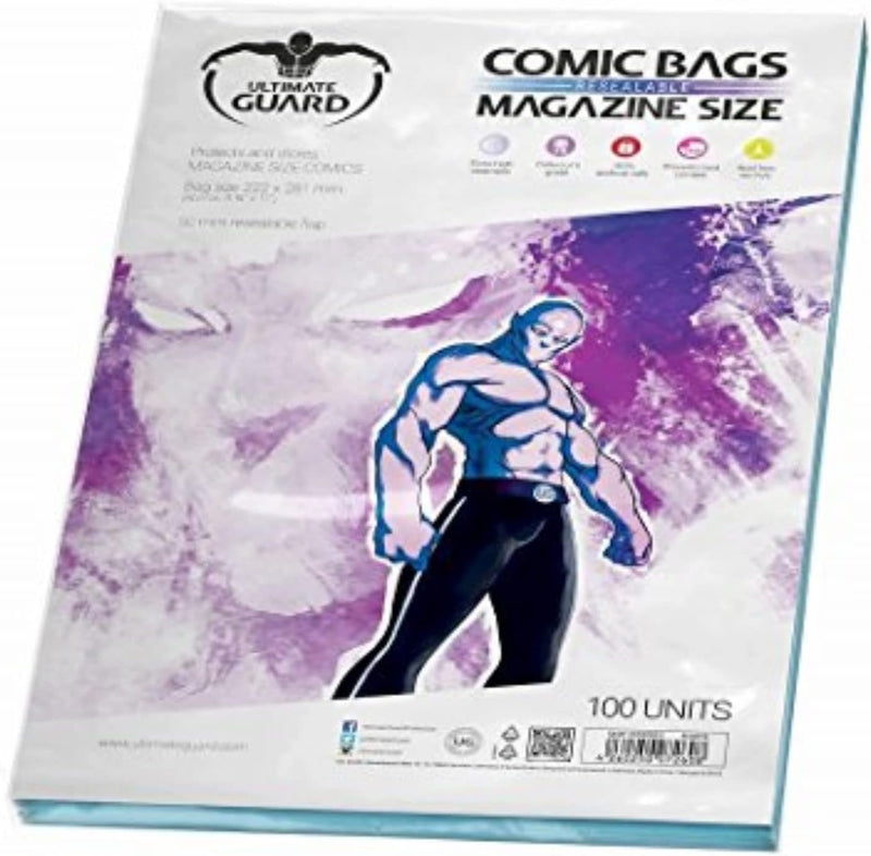 Ultimate Guard Comic Bags Resealable Magazine Size 100 Pack