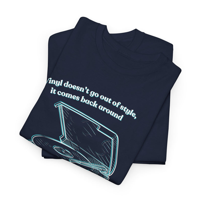 'Vinyl Doesn't Go Out Of Style' Men's T-Shirt, showing reverse