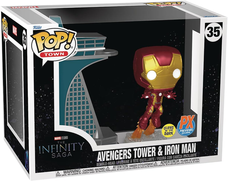 Funko Pop! Town: Avengers: Age of Ultron - Avengers Tower with Iron Man (Glow-in-The-Dark) PX Vinyl Figure collectible fro...